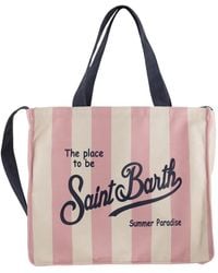 MC2 Saint Barth - Striped Shopping Bag With Saint Barth Logo - Lyst