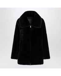 Blancha - Chocolate Zip-Up Shearling Jacket - Lyst