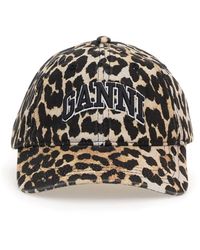 Ganni - Leopard Print Cap - Lyst