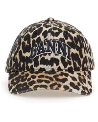 Ganni - Leopard Print Cap - Lyst