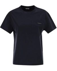Brunello Cucinelli - Cotton Jersey T-Shirt With Shiny Tab - Lyst