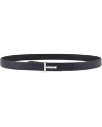 Tom Ford - Grained Leather T-Buckle Belt - Lyst