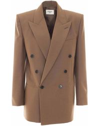 Saint Laurent - Marron Glace Double Breasted Jacket - Lyst