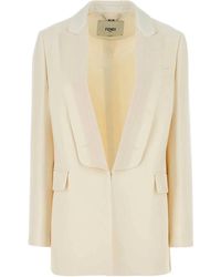 Fendi - Ivory Wool Blend Blazer - Lyst