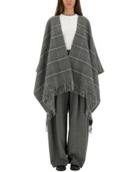 Brunello Cucinelli - Wool Poncho With Bangs - Lyst
