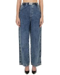 Moschino - Wide-Leg Denim Trousers With High Waist - Lyst