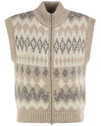 Peserico - Jacquard Knitted Gilet - Lyst