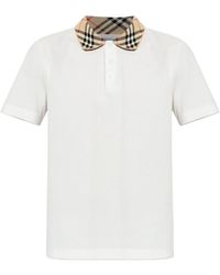 Burberry - Check Collar Polo Shirt - Lyst
