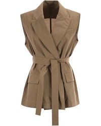 Brunello Cucinelli - Techno Cotton Poplin Waistcoat With Belt And Pendant - Lyst