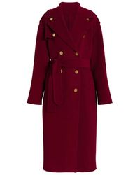 Alberta Ferretti - Double-Breasted Long Coat With Cape Overlay Detail - Lyst