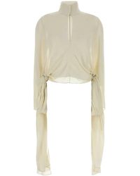 Alaïa - Alaia Cream Crepe Blouse - Lyst