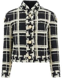 Valentino Garavani Macro Check Tweed Caban in Black | Lyst