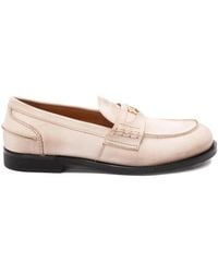 Miu Miu - Sand Leather Loafers - Lyst