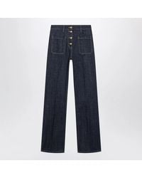 Valentino Garavani - Cotton Denim Pants With Logo Buttons, Medium - Lyst