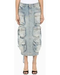 The Attico - Denim Cargo Midi Skirt - Lyst