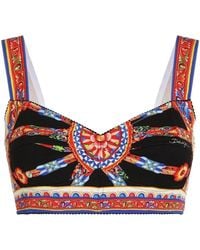Dolce & Gabbana - Dolce & Gabbana Carretto-Print Charmeuse Top - Lyst