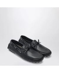 Prada - Grid Leather Loafers - Lyst