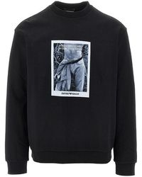 Emporio Armani - Logo Print Crewneck Sweatshirt - Lyst
