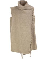 Fabiana Filippi - Long Gilet With Integrated Scarf Collar - Lyst