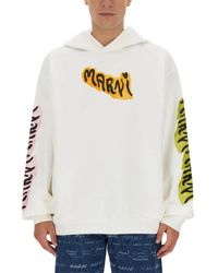 Marni - Hooded Sweatshirt With Bold Logo - Lyst
