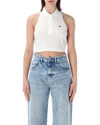 Lacoste - Cropped Cotton Polo Top - Lyst