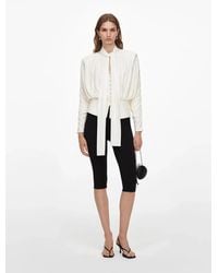 Self-Portrait - Tie Neck Jersey Top - Lyst