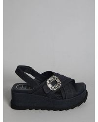 Roger Vivier - Denim Wedge Sandals - Lyst