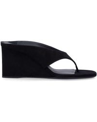 Alaïa - Alaïa Suede Thong Cube Heel Mules - Lyst