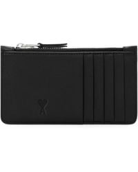 Ami Paris - Zipped Cowhide Leather Card Holder With Ami De Coeur - Lyst