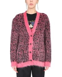 Saint Laurent - Leopard Jacquard Cardigan - Lyst