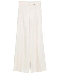 Max Mara - "Badesse" Linen High Waisted Long Trousers - Lyst
