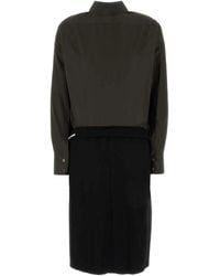 Maison Margiela - Two-Tone Poplin And Wool Shirt Dress - Lyst