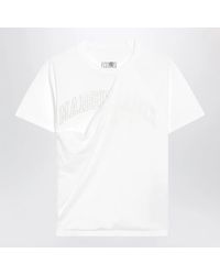 MM6 by Maison Margiela - Cotton Jersey T-Shirt With Distressed Detail - Lyst