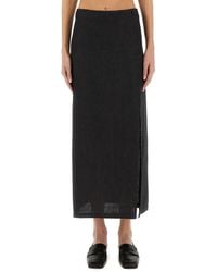 Alysi - Linen Skirt With Slit - Lyst