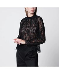 Self-Portrait - Highneck Lace Blouse With Long Sleeves - Lyst