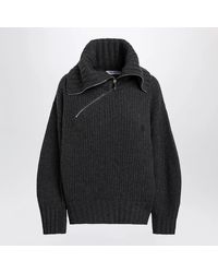 The Attico - Dark Wool And Cashmere Sweater With Zip - Lyst