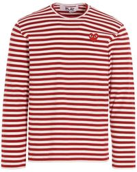 COMME DES GARÇONS PLAY - Heart Striped Cotton T-Shirt - Lyst