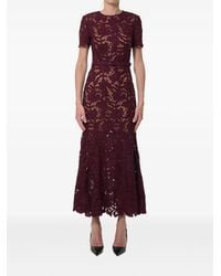 Self-Portrait - Burgundy Lace Midi Dress - Lyst