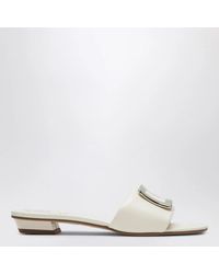 Roger Vivier - Square Buckle Leather Slides - Lyst