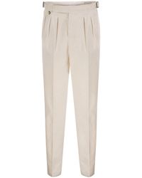 Brunello Cucinelli - Tailored Cotton Trousers With Pleats And Side Adjusters - Lyst