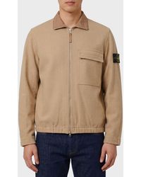 Stone Island - Logo-Patch Wool Overshirt - Lyst
