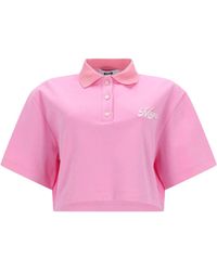 MSGM - Polo Crop Con Logo - Lyst