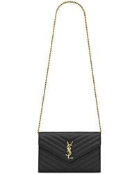 Saint Laurent - Leather Cassandre Clutch - Lyst