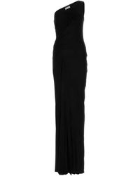 Saint Laurent Khaki Viscose Blend Long Dress in Green | Lyst