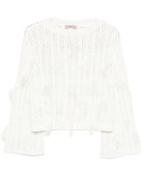 Twinset - Fringed Knit Flared Sleeve Sweater - Lyst
