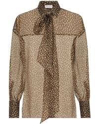 Brunello Cucinelli - Dapple Silk Organza Shirt With Neck Tie - Lyst