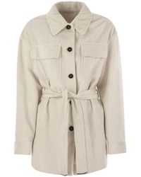 Brunello Cucinelli - Corduroy Safari-Style Jacket With Jewellery - Lyst