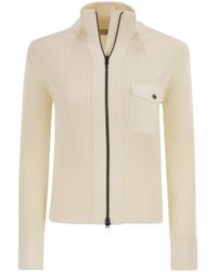 Herno - Wool Ribbed Cardigan - Lyst