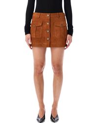 THE GARMENT - Suede Mini Skirt With Buttons - Lyst