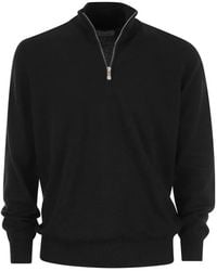 Brunello Cucinelli - Cashmere Turtleneck Sweater With Zip - Lyst